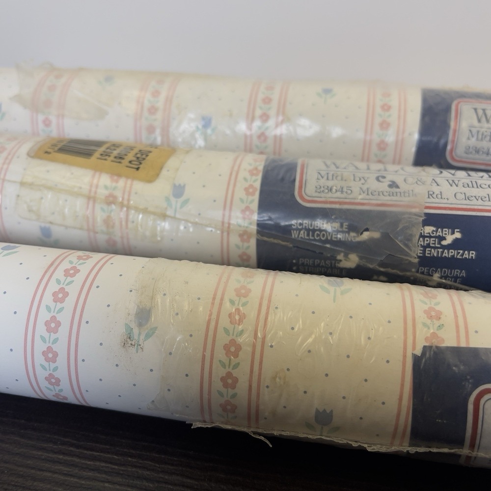Vintage C&A Wallcoverings Floral Border Wallpaper Lot 3 Rolls CK2051 Run 8 NOS - Picture 2 of 5